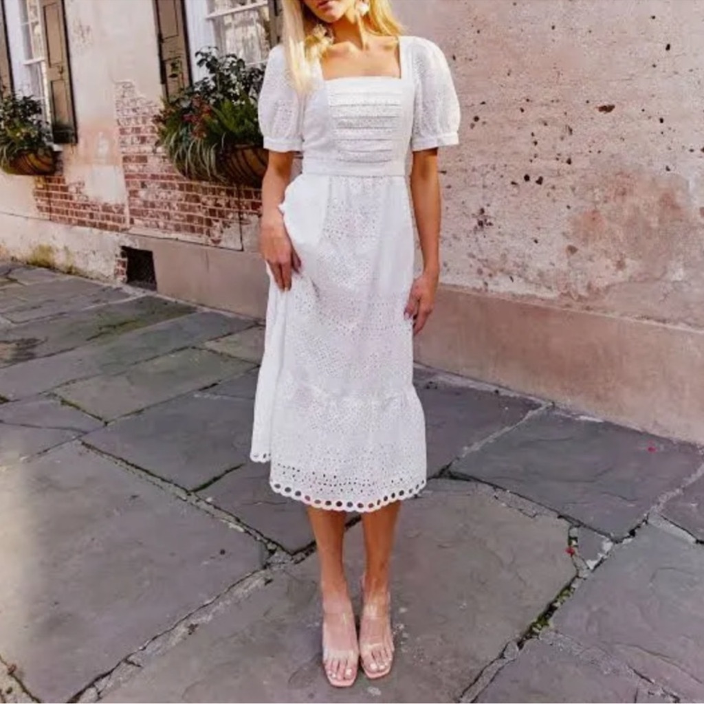 Nwot Rachel Parcell White Eyelet Midi Dress